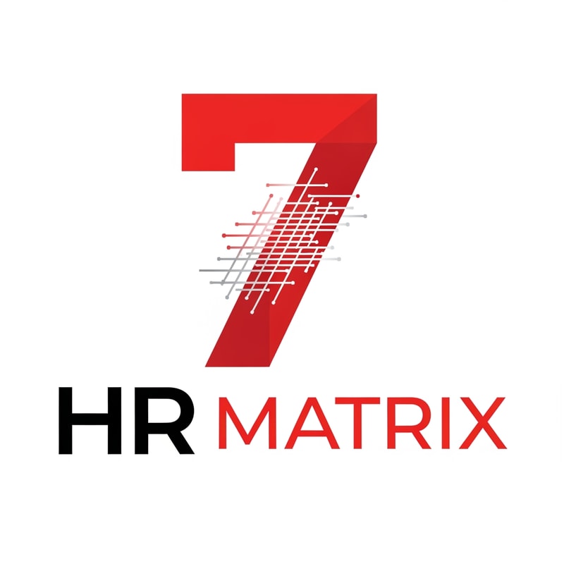 my logo name is 7 hr matrix for hrms project with red , black, white theme, make the digner 7