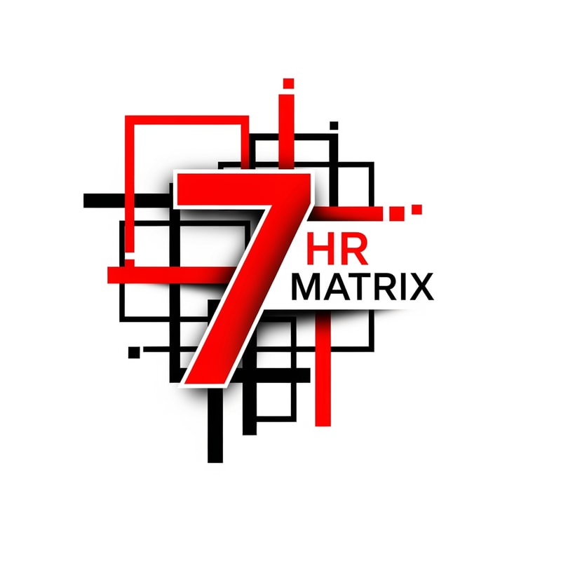 my logo name is 7 hr matrix for hrms project with red , black, white theme, make the digner 7