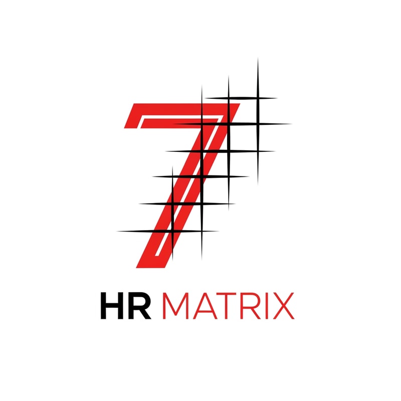 my logo name is 7 hr matrix for hrms project with red , black, white theme, make the digner 7