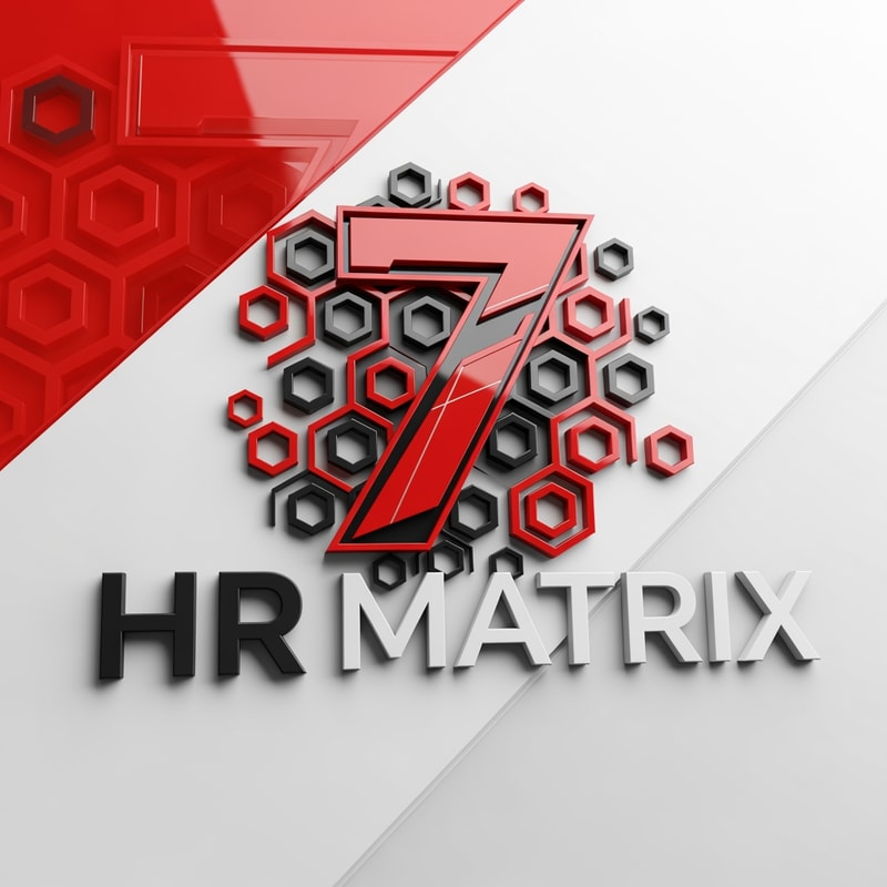 my logo name is 7 hr matrix for hrms project with red , black, white theme, make the digner 7