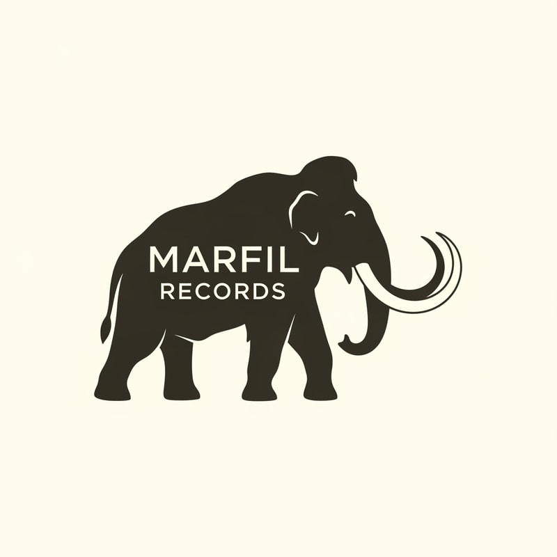 I would like you to create a logo with the shape of Mamut and indside written: Marfil Records. thank you