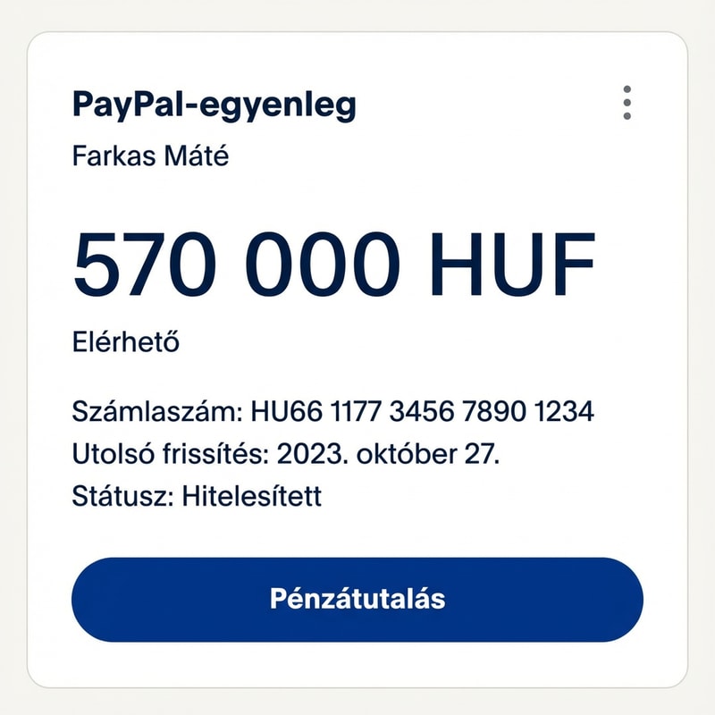 szerkeszd meg valósan hogy van rajta 570 ezer. Legyyen rajta minden adat teljes nevem Farkas Máté stb