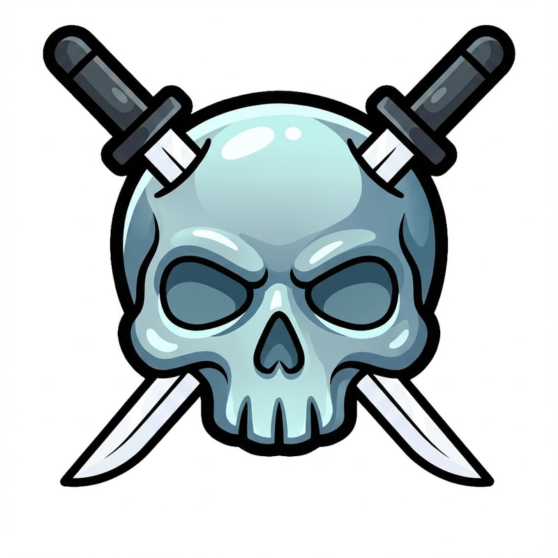 make the skull slightly more cartoonish and less realistic do not alter the appearance of the katanas also give the skull a thick black outline also make make the coloring cooler and the skull more cartoonish not just one solid color
The attached image represents the overall artistic style and aesthetic. Use it as a reference for visual consistency and design language. Do not replicate these images directly, but capture the general artistic direction and style.
General color scheme includes: #c82828, #f03c50, #505050, #dcdcdc, #8c143c
And follow these custom instructions: Create icons with a bold, modern cartoon-vector aesthetic. Use thick, clean outlines (preferably dark or black) to define shapes and provide strong contrast against vibrant fills. Maintain smooth, rounded corners and soft geometric forms—favor simplified silhouettes over intricate details.
Use a vivid, saturated color palette with high contrast between foreground and background elements. Incorporate subtle gradients and light reflections to add depth without overwhelming clarity.
