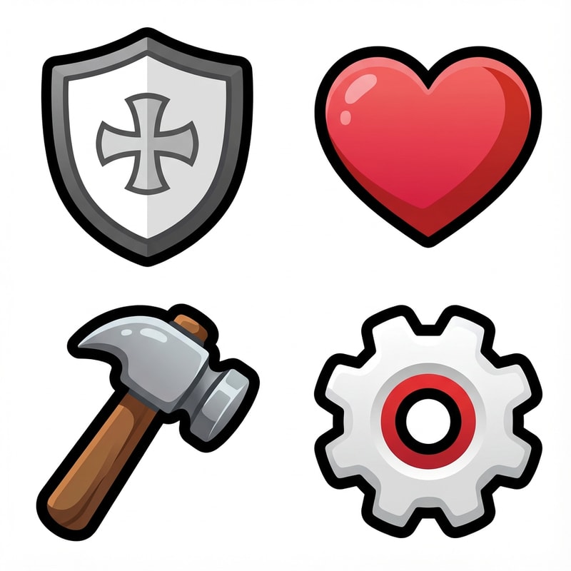 fix

The attached image represents the overall artistic style and aesthetic. Use it as a reference for visual consistency and design language. Do not replicate these images directly, but capture the general artistic direction and style.

General color scheme includes: #c82828, #f03c50, #505050, #dcdcdc, #8c143c

And follow these custom instructions: Create icons with a bold, modern cartoon-vector aesthetic. Use thick, clean outlines (preferably dark or black) to define shapes and provide strong contrast against vibrant fills. Maintain smooth, rounded corners and soft geometric forms—favor simplified silhouettes over intricate details.

Use a vivid, saturated color palette with high contrast between foreground and background elements. Incorporate subtle gradients and light reflections to add depth without overwhelming clarity.