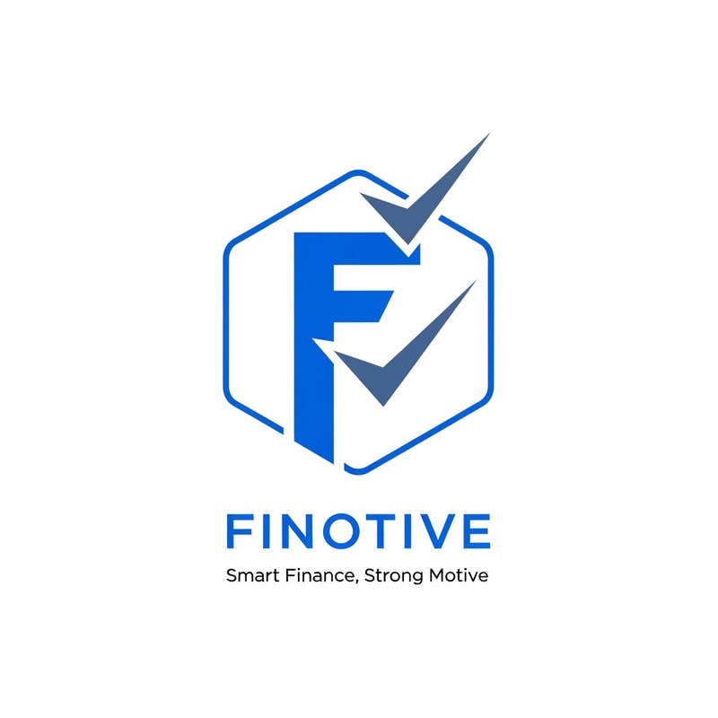 An iconic logo for "Finotive" with the tagline "Smart Finance, Strong Motive". The icon is a letter "F" enclosed within a minimalist Shield or Hexagon frame. The spine of the "F" is a solid Pillar (Banking/Lending), while the horizontal arms are styled as sharp, clean Checkmarks (Auditing/Accuracy). Colors: Royal Blue and Slate Blue. 2D vector, premium corporate aesthetic, white background.