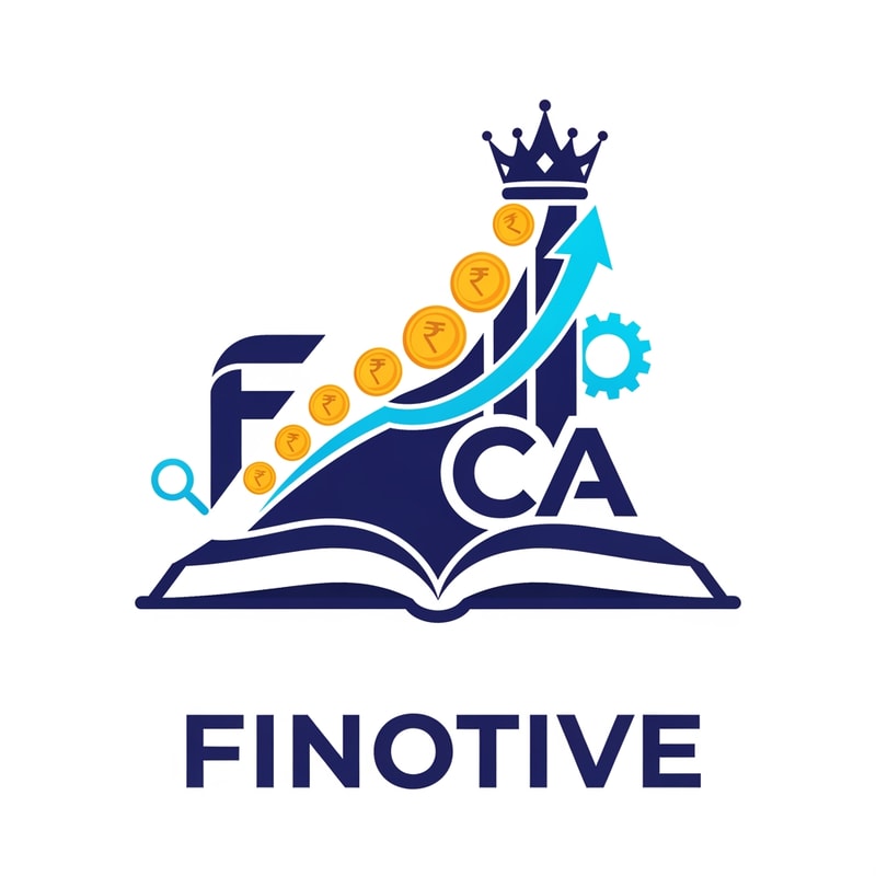 book, upward rising chart, rupees symbol or rupee coins, CA Arrow., letter "F", Search, Gear,crown
I need aall these elements put together in a seemless and meaning full way for a logo for "Finotive" use navy blue and cyan