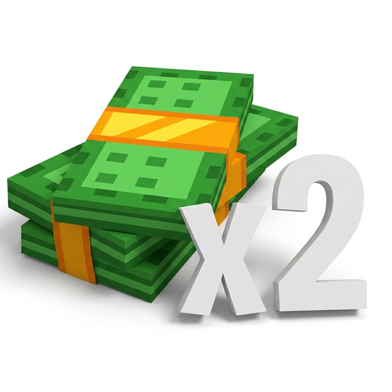 replace this cash bills texture with this one: keep the same exact structure and size of the cash pile just alter the bills appearances, additionally, change the "x2" to just white with no texture