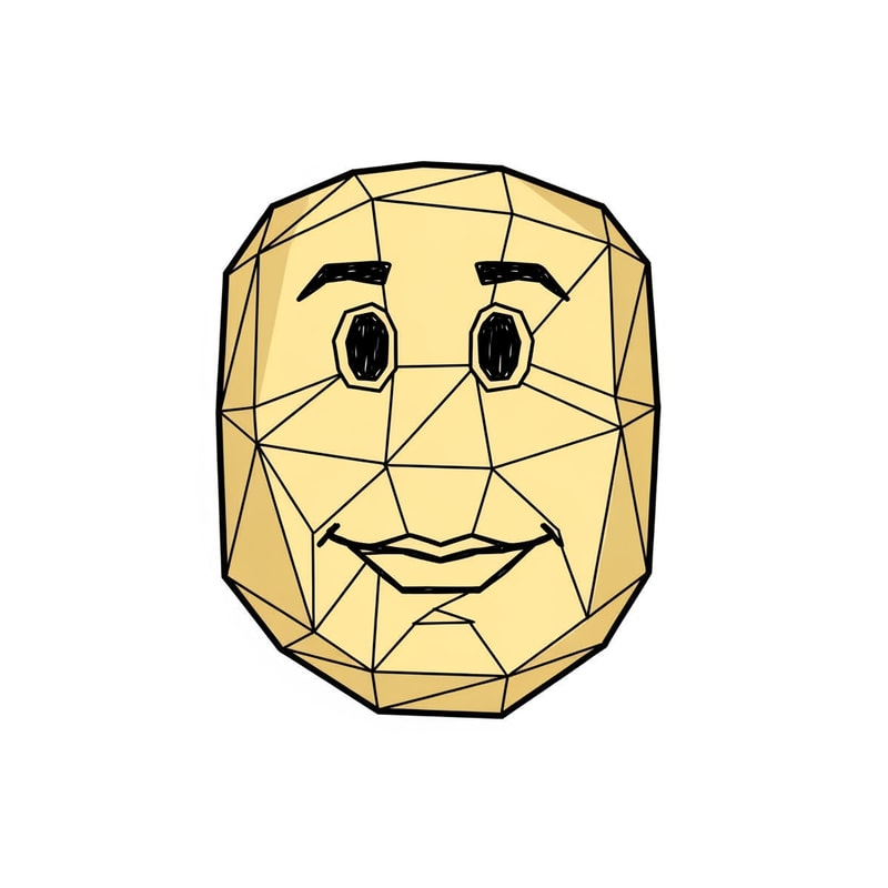 make a roblox face with only mouth and eyes with a low poly style make it look hand drawn with a white background make it a male no hair