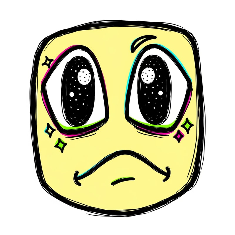 make a roblox face with only mouth and eyes with y2k aesthetic make it look hand drawn with a white background make it a male