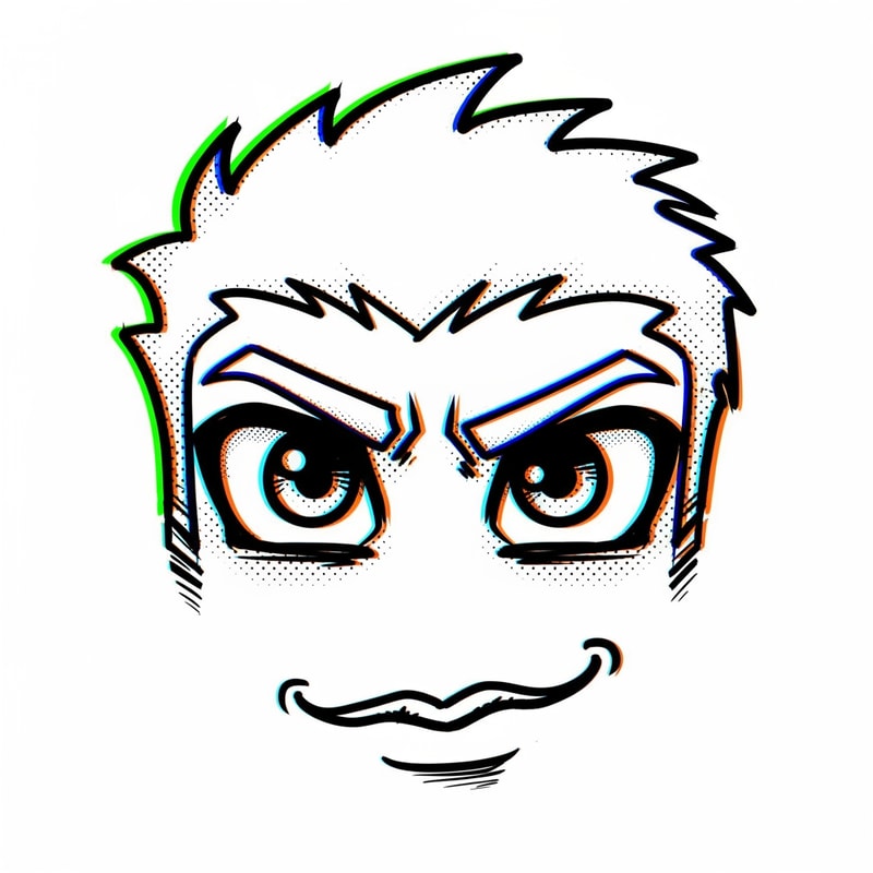 make a roblox face with only mouth and eyes with y2k aesthetic make it look hand drawn with a white background make it a male