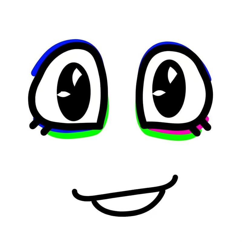 make a roblox face with only mouth and eyes with y2k aesthetic make it look hand drawn with a white background