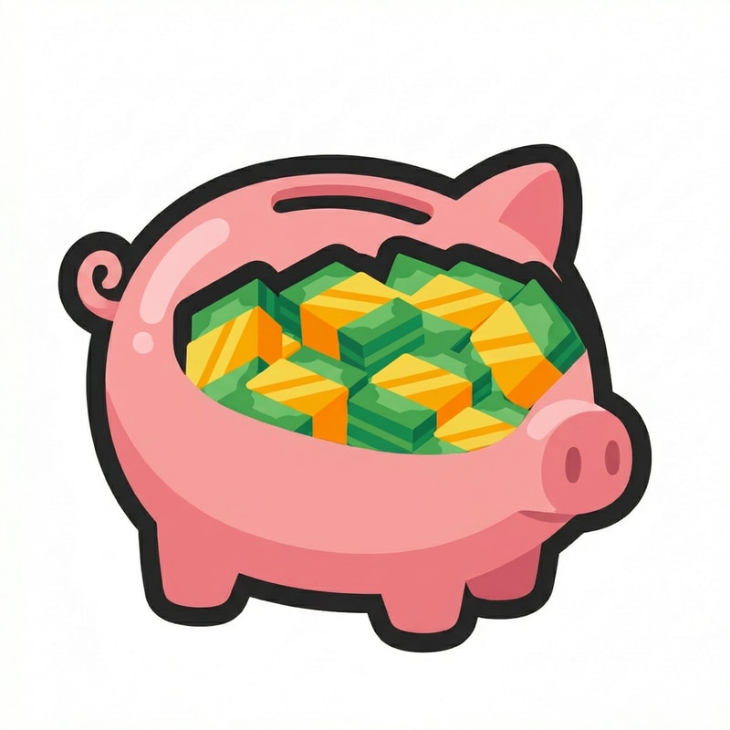 display the money in a piggy bank instead of a duffel bag