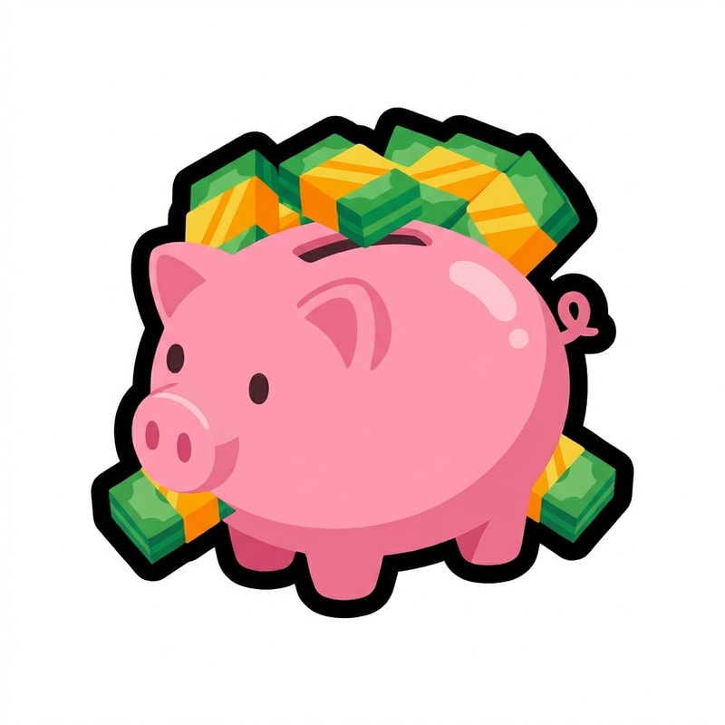 display the money in a piggy bank instead of a duffel bag