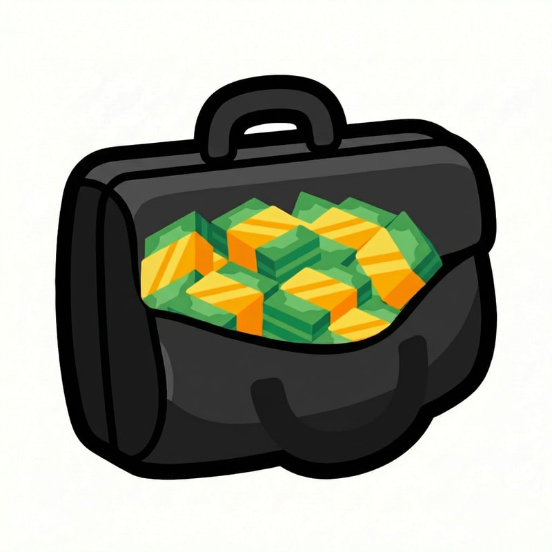 instead of a duffel bag make it a briefcase full of the money, make sure it's not overflowing, just make the briefcase full of the money.