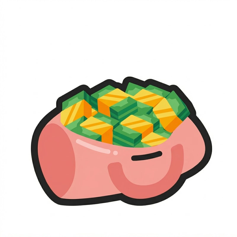 display the money in a piggy bank instead of a duffel bag