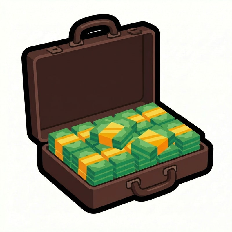 instead of a duffel bag make it a briefcase full of the money, make sure it's not overflowing, just make the briefcase full of the money.