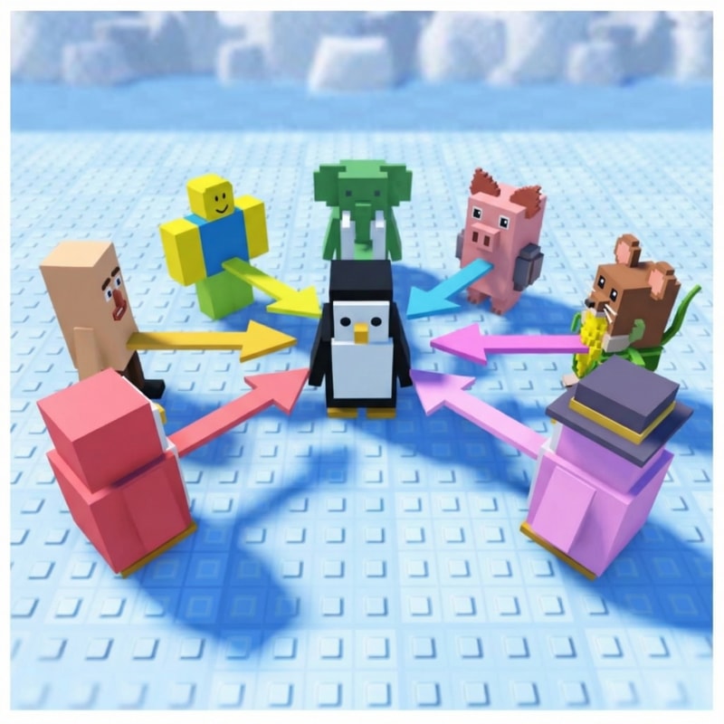 replace ALL penguins with these characters, DO NOT CHANGE ANYTHING ELSE