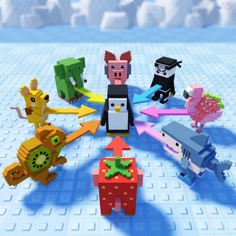 replace these penguins with these characters, DO NOT CHANGE ANYTHING ELSE