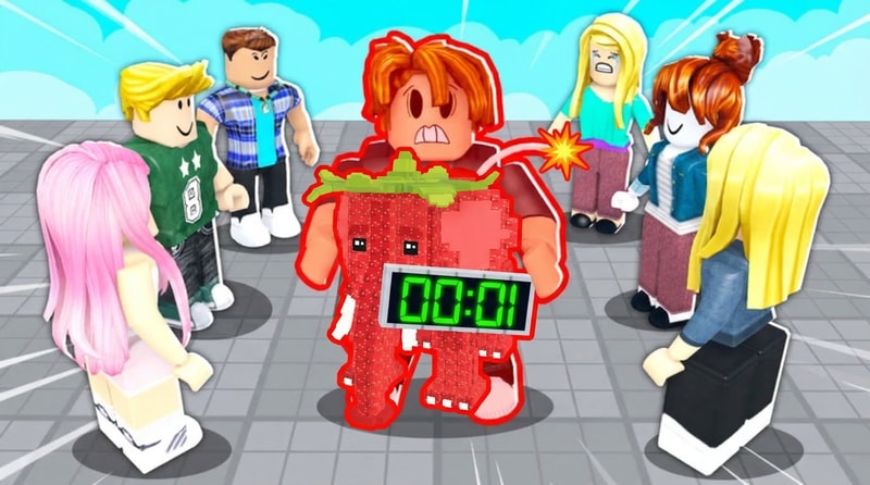 replace the bomb with this strawberry elephant but make the strawberry elephant the shape of the bomb DO NOT REPLACE THE HUMAN ONLY THE BOMB