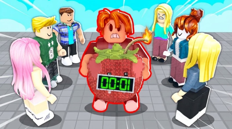 replace the bomb with this strawberry elephant but make the strawberry elephant the shape of the bomb DO NOT REPLACE THE HUMAN ONLY THE BOMB