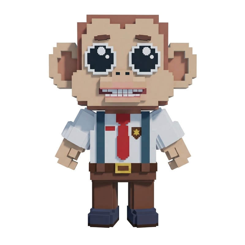 replace this tall monkey with this small monkey adapt the small monkey to fit in the same art style as the tall monkey DO NOT CHANGE ANYTHING ELSE