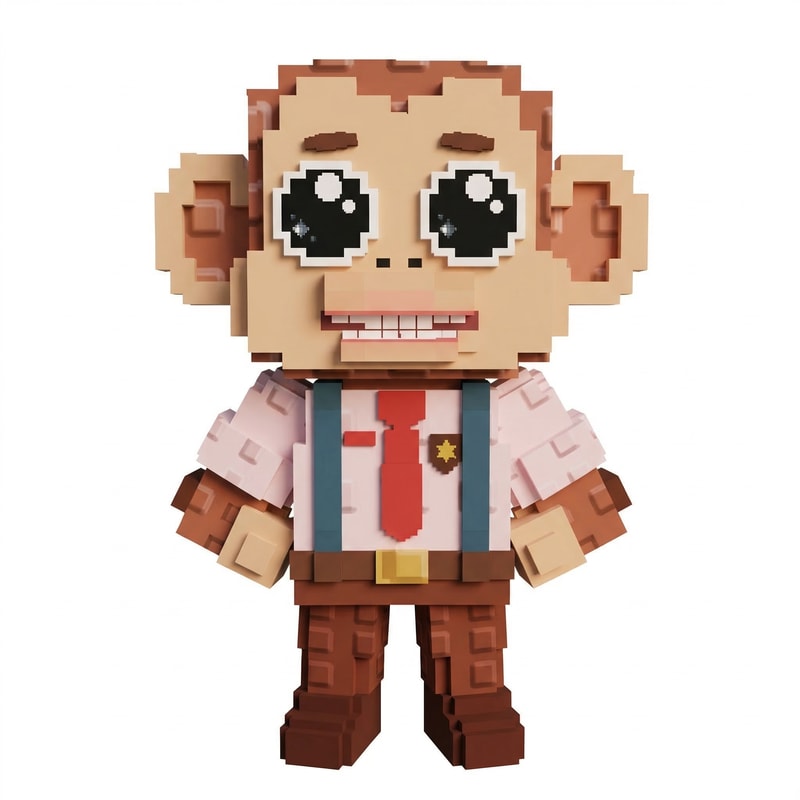 replace this tall monkey with this small monkey adapt the small monkey to fit in the same art style as the tall monkey DO NOT CHANGE ANYTHING ELSE