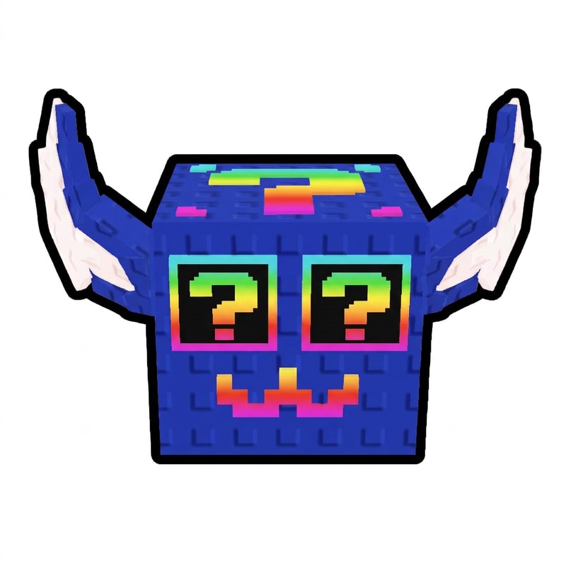 position this rainbow block and pose/size it exactly like this green lucky block