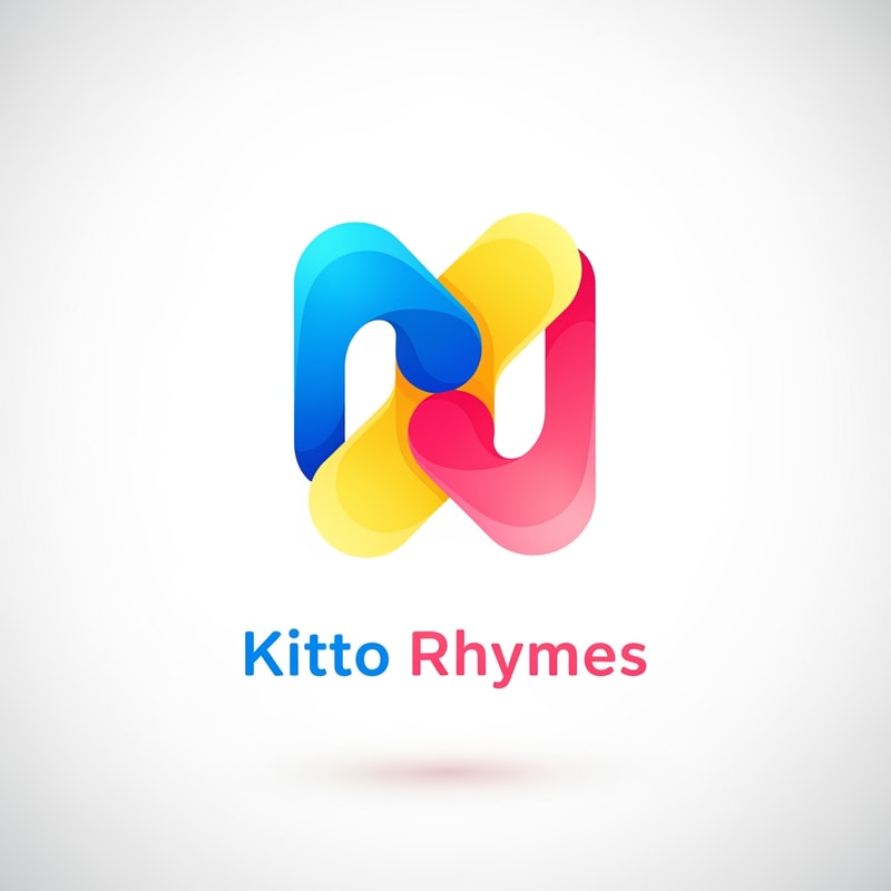 kitto Rhymes logo — Abstract pictogram, Vibrant and playful colors, Bright and energetic lighting, Modern and friendly style, Smooth gradients and rounded shapes, White background.