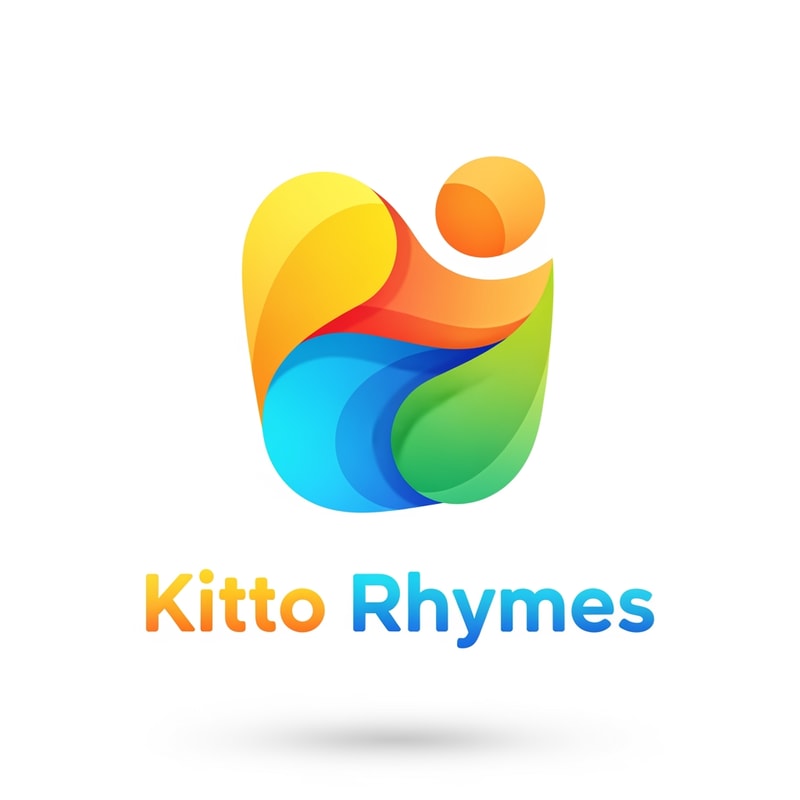 kitto Rhymes logo — Abstract pictogram, Vibrant and playful colors, Bright and energetic lighting, Modern and friendly style, Smooth gradients and rounded shapes, White background.