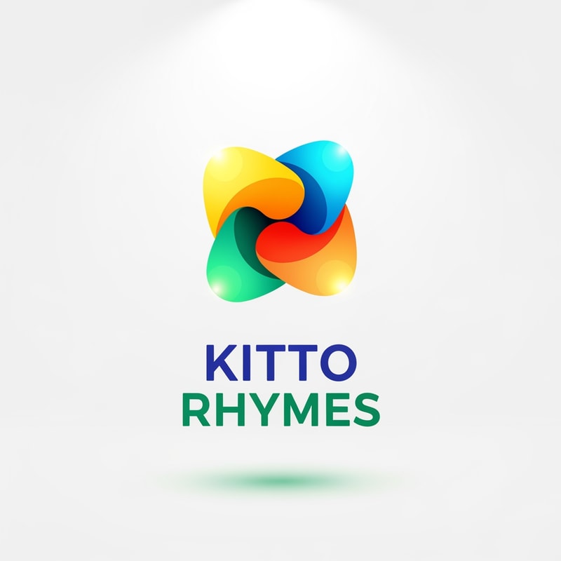 kitto Rhymes logo — Abstract pictogram, Vibrant and playful colors, Bright and energetic lighting, Modern and friendly style, Smooth gradients and rounded shapes, White background.