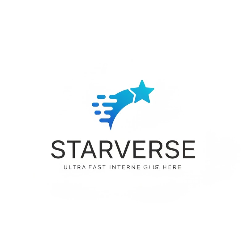 modern ISP logo for "Starverse", shooting star icon with speed motion lines representing ultra fast internet service, simple corporate telecom branding, minimal vector design, blue gradient color scheme, clean sans serif typography