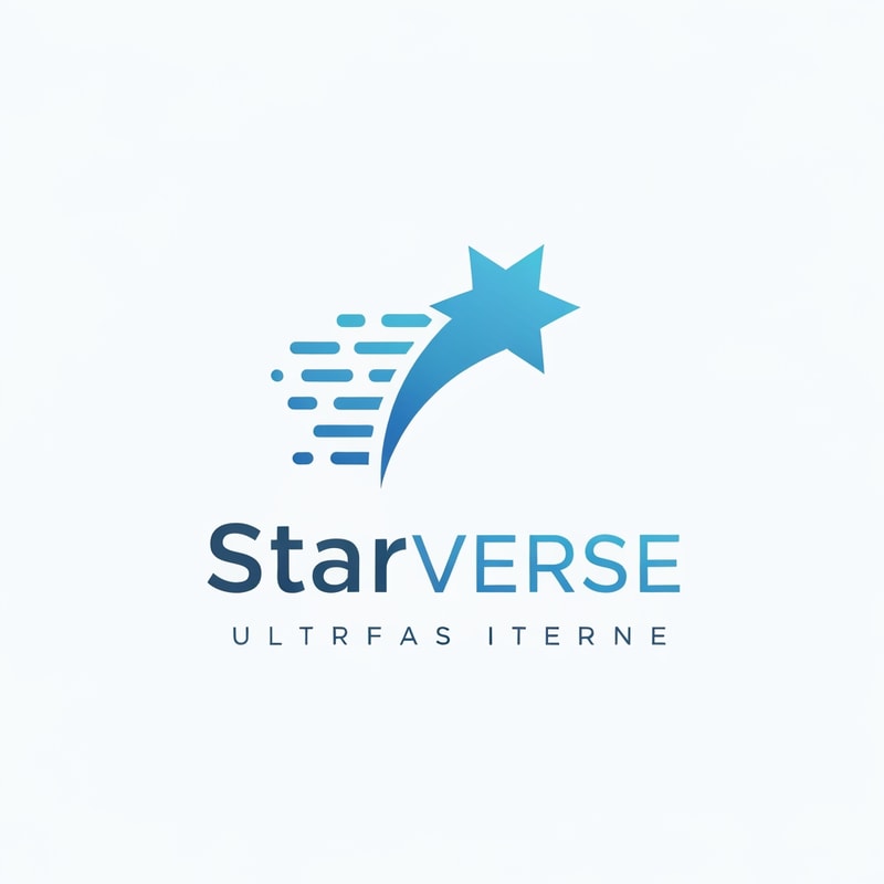 modern ISP logo for "Starverse", shooting star icon with speed motion lines representing ultra fast internet service, simple corporate telecom branding, minimal vector design, blue gradient color scheme, clean sans serif typography