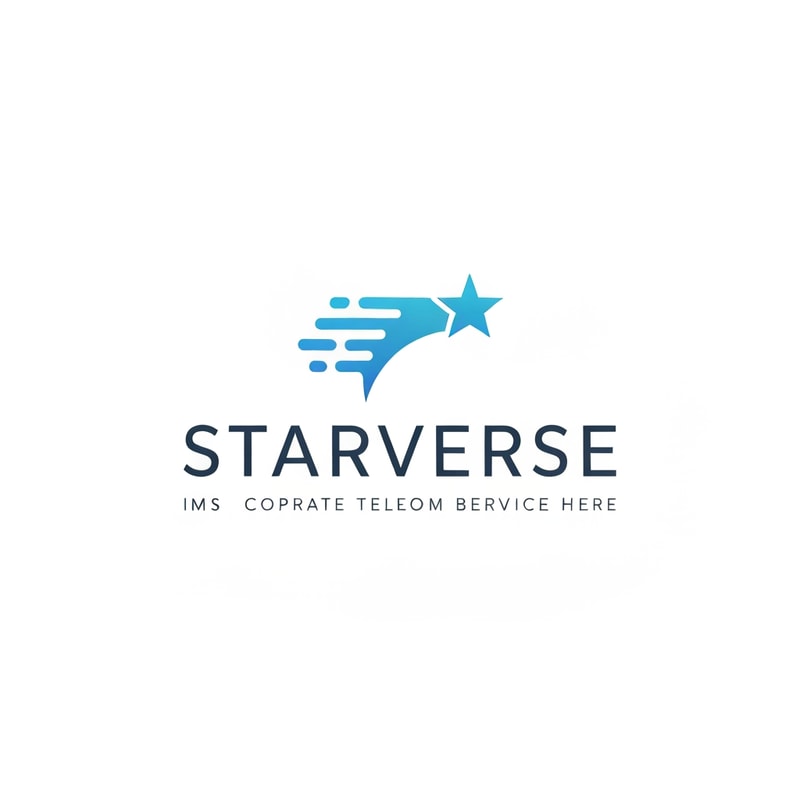 modern ISP logo for "Starverse", shooting star icon with speed motion lines representing ultra fast internet service, simple corporate telecom branding, minimal vector design, blue gradient color scheme, clean sans serif typography