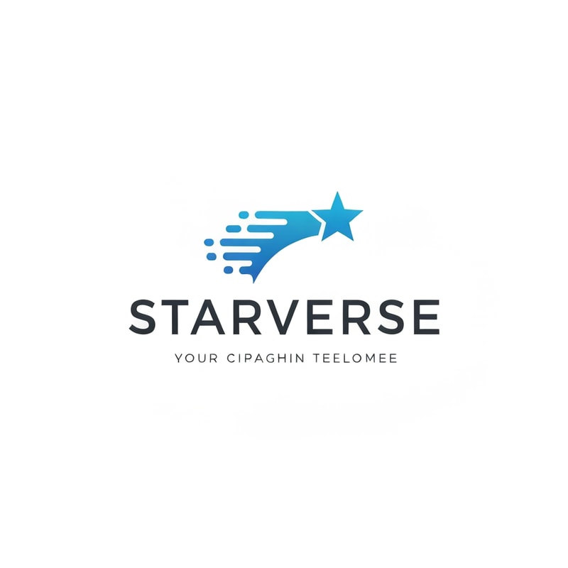 modern ISP logo for "Starverse", shooting star icon with speed motion lines representing ultra fast internet service, simple corporate telecom branding, minimal vector design, blue gradient color scheme, clean sans serif typography