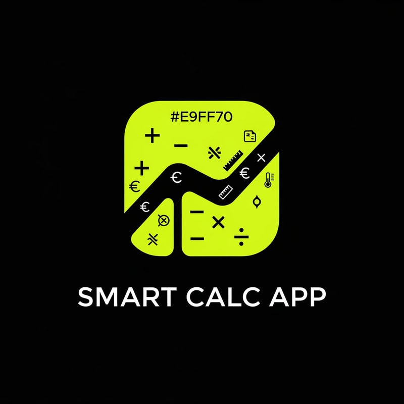 create the app logo for Smart Clac App, in which we have differnt calculators and convertors use E9FF70 code for logo with black background