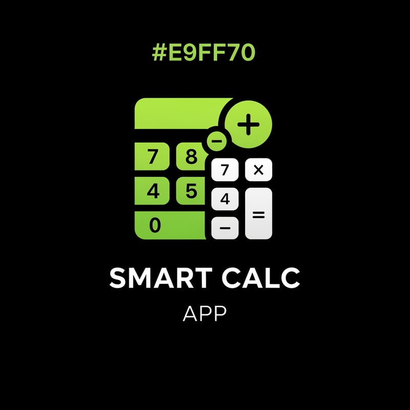 create the app logo for Smart Clac App, in which we have differnt calculators and convertors use E9FF70 code for logo with black background