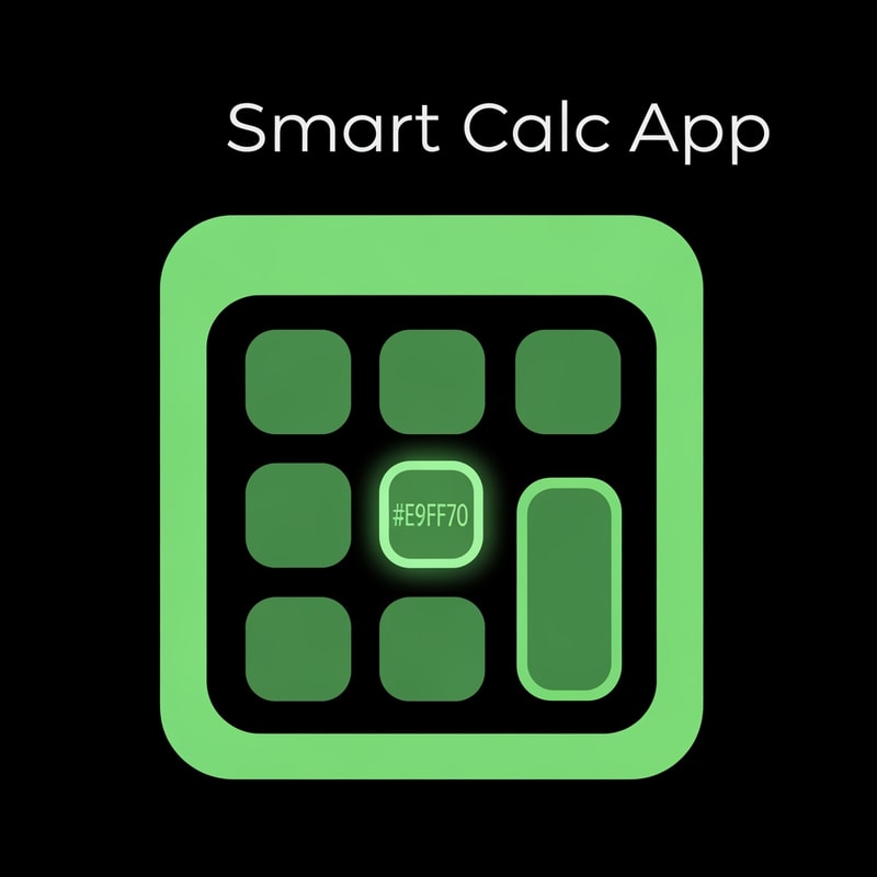 create the app logo for Smart Clac App, in which we have differnt calculators and convertors use E9FF70 code for logo with black background