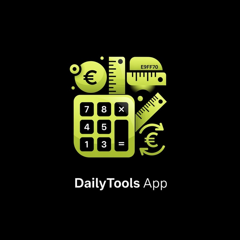 create the app logo for DailyTools App, in which we have differnt calculators and convertors use E9FF70 code for logo with black background