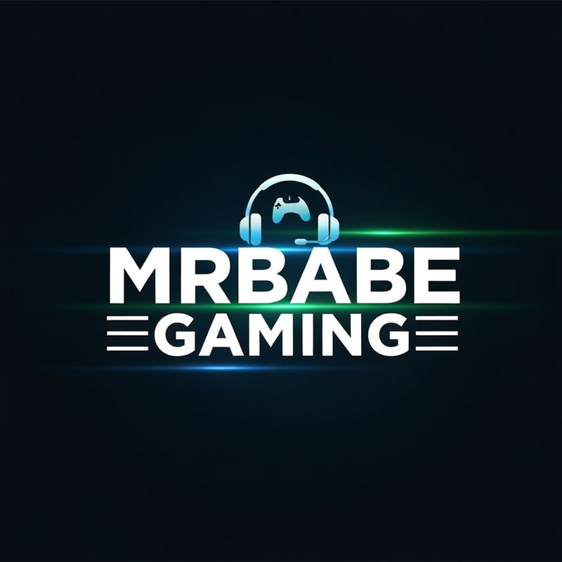 A clean and modern gaming logo for a YouTube channel named "MrBabe Gaming". 
The logo should feature bold, stylish typography with a strong gaming vibe. 
Use a dark background with neon highlights (blue or green glow). 
Include a minimal gaming element like a controller or headset, but keep it simple and not cluttered. 
Add subtle glow or light effects to make the logo stand out. 
The design should look professional, minimal, and eye-catching, suitable for a gaming brand. 
High quality, 4K, sharp, centered composition.