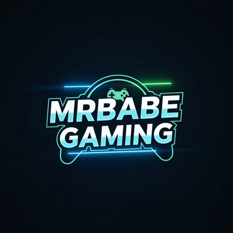 A clean and modern gaming logo for a YouTube channel named "MrBabe Gaming". 
The logo should feature bold, stylish typography with a strong gaming vibe. 
Use a dark background with neon highlights (blue or green glow). 
Include a minimal gaming element like a controller or headset, but keep it simple and not cluttered. 
Add subtle glow or light effects to make the logo stand out. 
The design should look professional, minimal, and eye-catching, suitable for a gaming brand. 
High quality, 4K, sharp, centered composition.