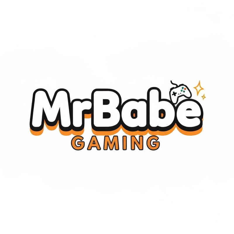 Design a creative and fun logo for a gaming YouTube channel named "MrBabe Gaming".

Style:
Clean but slightly playful and full of personality. It should not look corporate or boring. The logo should feel fun, energetic, and eye-catching, but still simple and not childish.

Typography:
Use a bold, rounded, playful font with smooth curves. The letters should have slight character and uniqueness (not straight or stiff). 
Make the text feel alive, like it has movement or attitude.

Color:
Use solid colors only (no gradients, no neon). 
Use 2–3 colors max. Example: black + white + one fun accent color (like orange, yellow, or light blue).

Concept:
Focus on the name "MrBabe" and make it look like a fun gaming identity. 
You can slightly exaggerate or stylize letters (like making one letter tilted, stretched, or custom-shaped).

Depth:
Add a soft shadow or layered outline to give a slight pop-out effect (not heavy 3D, just enough to stand out).

Icon (optional):
You can add a small fun element like a mini controller, smiley, or spark effect — but keep it subtle and integrated into the text.

Composition:
Centered, clean, and readable even in small size (YouTube profile).

Overall Feel:
Fun, friendly, energetic, and memorable — like a cool gaming creator, not a serious company.

High quality, sharp, modern logo design.