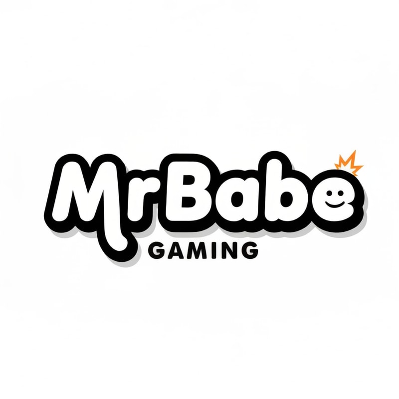 Design a creative and fun logo for a gaming YouTube channel named "MrBabe Gaming".

Style:
Clean but slightly playful and full of personality. It should not look corporate or boring. The logo should feel fun, energetic, and eye-catching, but still simple and not childish.

Typography:
Use a bold, rounded, playful font with smooth curves. The letters should have slight character and uniqueness (not straight or stiff). 
Make the text feel alive, like it has movement or attitude.

Color:
Use solid colors only (no gradients, no neon). 
Use 2–3 colors max. Example: black + white + one fun accent color (like orange, yellow, or light blue).

Concept:
Focus on the name "MrBabe" and make it look like a fun gaming identity. 
You can slightly exaggerate or stylize letters (like making one letter tilted, stretched, or custom-shaped).

Depth:
Add a soft shadow or layered outline to give a slight pop-out effect (not heavy 3D, just enough to stand out).

Icon (optional):
You can add a small fun element like a mini controller, smiley, or spark effect — but keep it subtle and integrated into the text.

Composition:
Centered, clean, and readable even in small size (YouTube profile).

Overall Feel:
Fun, friendly, energetic, and memorable — like a cool gaming creator, not a serious company.

High quality, sharp, modern logo design.