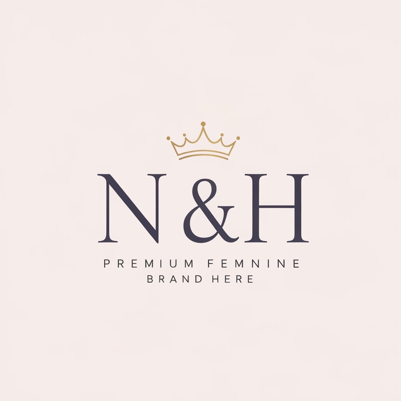 Create a minimal and elegant logo for “N & H” using luxurious serif typography. Add a feminine crown above the text, subtle and graceful, symbolizing beauty and elegance. Use a soft lavender and cream palette with gold highlights for a premium feminine luxury feel. The logo should be clean, minimal, soft, classy, and modern. High-end feminine brand identity, elegant monogram logo, luxury beauty style, timeless and graceful.