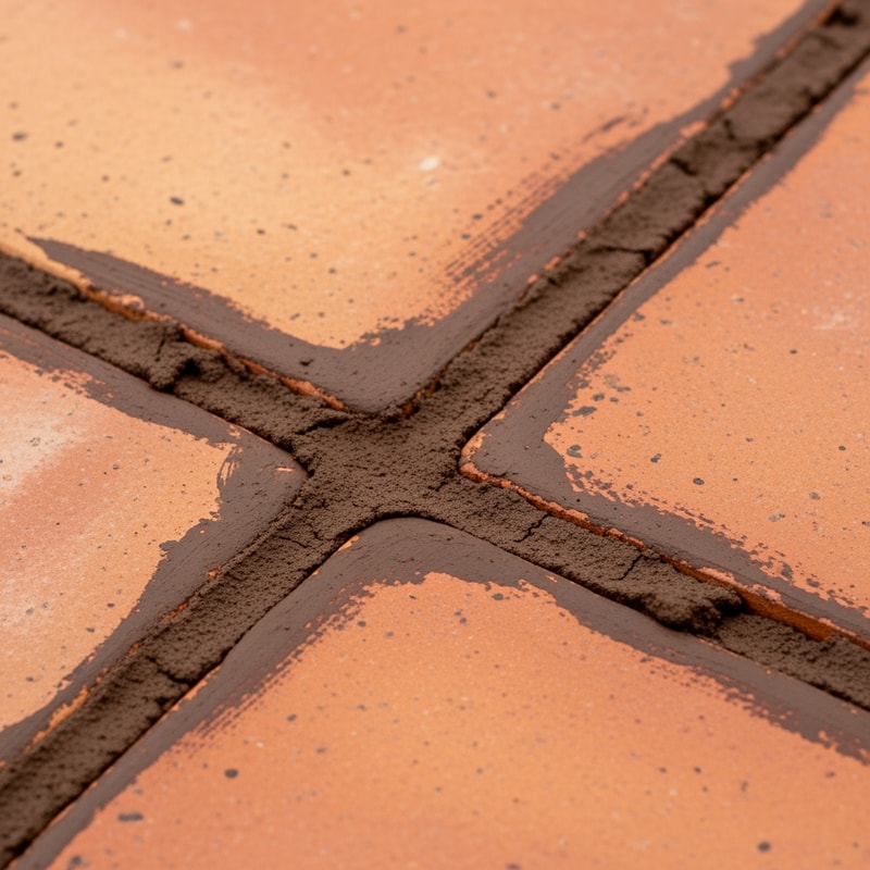 REPLACE THE GREEN BETWEEN THE TILES TO MUD BROWN