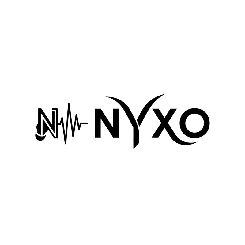 Design a modern, sleek logo for a premium earphone brand named “NYXO”.
The logo should include both a wordmark and a minimal icon.

Typography:
– Use Broadway-inspired typography (bold, geometric, confident)
– Custom letter styling is encouraged, especially for N, Y, and X

Icon Concept:
– Create an abstract icon using sound waves / audio frequency lines
– The icon can subtly integrate the letters N or X using waveforms
– Avoid literal visuals like earphones, earbuds, cables, or speakers

Style & Mood:
– Modern, futuristic, premium
– Clean geometry, sharp edges, minimal details
– Tech-forward and music-driven aesthetic

Color Palette:
– Dark background preferred (black / charcoal / deep navy)
– Accent colors like electric blue, neon purple, or metallic silver
– Flat or subtle gradient, no heavy textures

Output:
– Vector-style logo
– Icon should work independently as an app icon or product badge
– High contrast, scalable, brand-ready