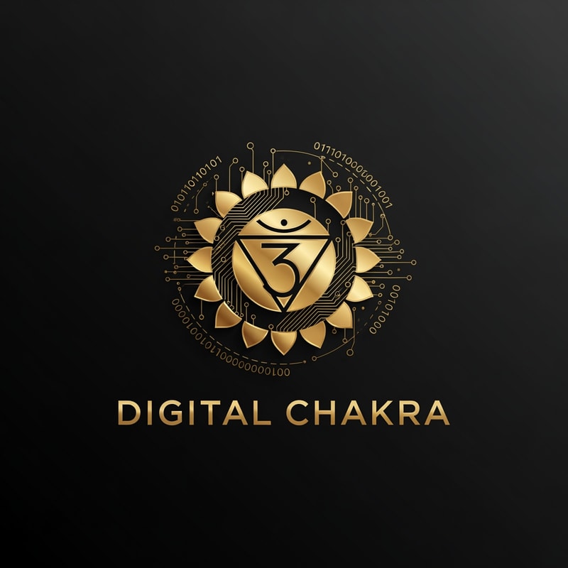 Create a luxury and elegant logo for “Digital Chakara”. The logo should feature a golden chakra symbol combined with digital elements and subtle tech patterns. Use black and gold color palette. Modern typography with strong branding. Minimal, high-end, corporate, and premium feel. Suitable for global digital agency.