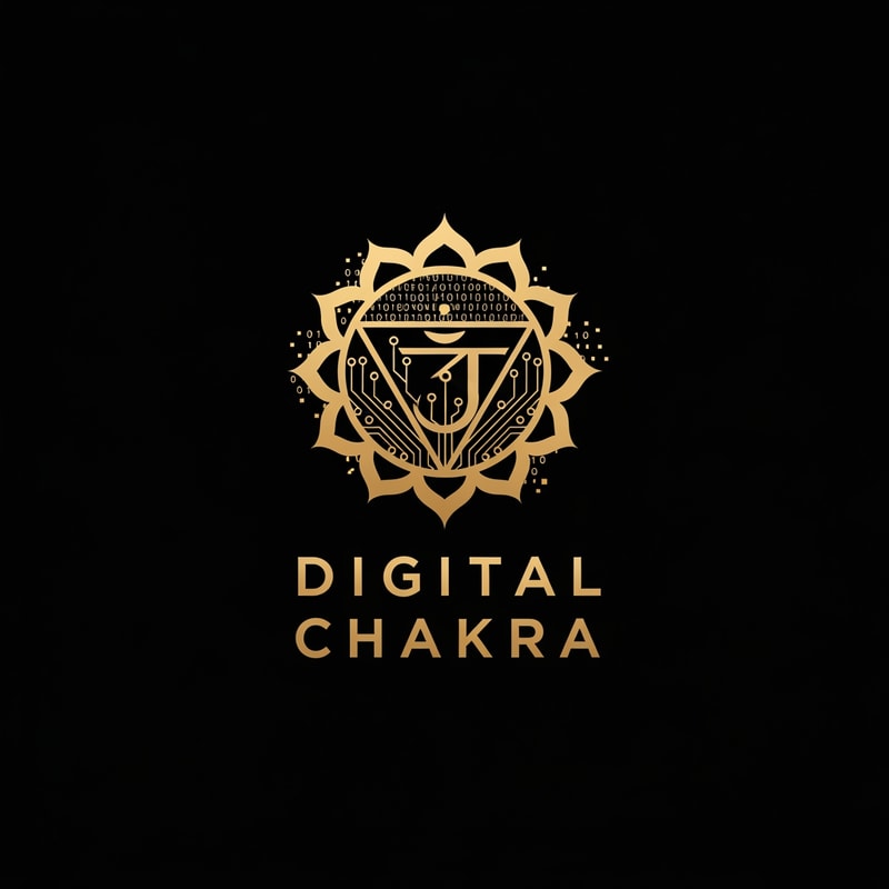 Create a luxury and elegant logo for “Digital Chakara”. The logo should feature a golden chakra symbol combined with digital elements and subtle tech patterns. Use black and gold color palette. Modern typography with strong branding. Minimal, high-end, corporate, and premium feel. Suitable for global digital agency.
