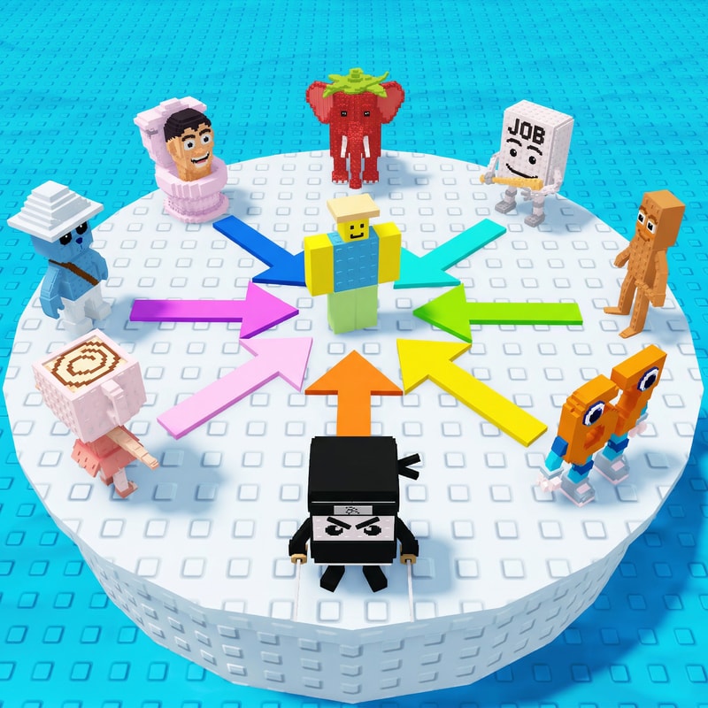 replace these penguins with these characters, ensure the characters are sized down and positioned 1:1 with how the penguins are currently facing, ensure there are no duplicate characters used or warped appearances, shrink them down to make them fit as how the penguins currently fit