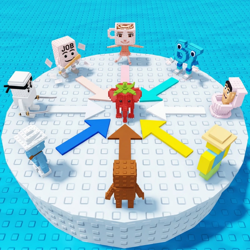 replace these penguins with these characters, ensure the characters are sized down and positioned 1:1 with how the penguins are currently facing, ensure there are no duplicate characters used or warped appearances, shrink them down to make them fit as how the penguins currently fit