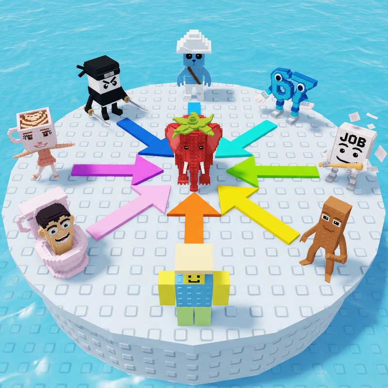 replace these penguins with these characters, ensure the characters are sized down and positioned 1:1 with how the penguins are currently facing, ensure there are no duplicate characters used or warped appearances, shrink them down to make them fit as how the penguins currently fit